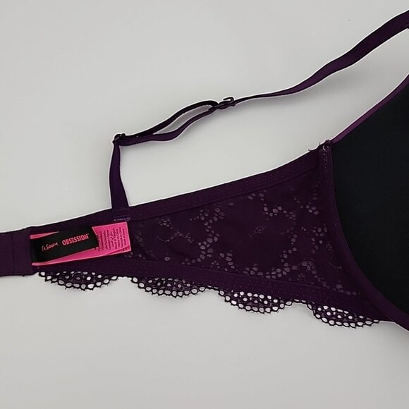 ⭐️2/ $40⭐️ La SENZA Obsession Dark Plum Purple Push Up Underwire Lace Bra 38D - Picture 12 of 14